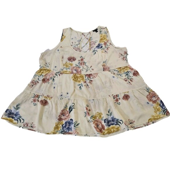 TORRID Tank Size 1X Floral Babydoll Challis Tunic Tank Summer Spring Sleeveless - Picture 1 of 12